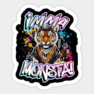 Imma Monsta! TIGER | Blacktee | by Asarteon Sticker